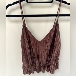 Zara Brown Satin Crop Top